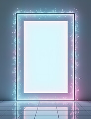 Poster - AI powered minimalist border frames with neural growth pathways showcase future tech skills in photo stock designs.