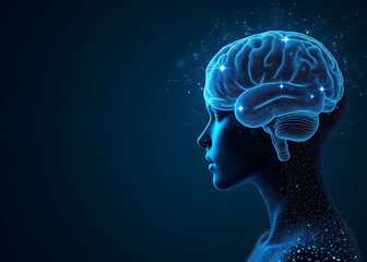 Poster - Artificial intelligence used in futuristic presentations with ample copy space for tech and business stock photos.