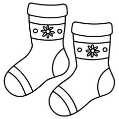 Poster - Christmas Socks Line Art.