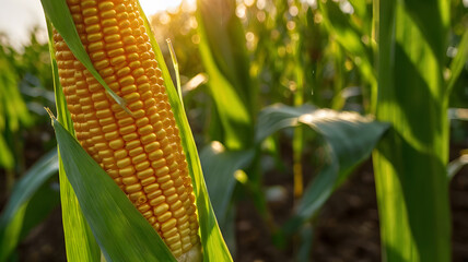 Corn and sun close up