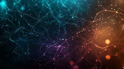 Poster - A beauty futuristic abstract background in a high-tech style. Shining lines and patterns resembling neural networks, connections, and digital circuits.