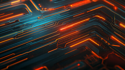 Poster - A beauty futuristic abstract background in a high-tech style. Shining lines and patterns resembling neural networks, connections, and digital circuits.