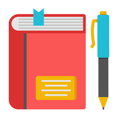 Sticker - A trendy design icon of book and pen

