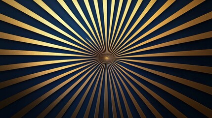 Wall Mural - This image features an intricate geometric pattern with golden rays radiating from a center point against a dark blue background, creating a striking visual impact.