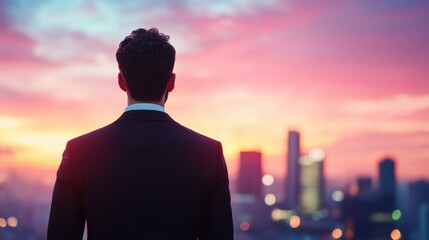 Poster - A lone individual in a sleek office setting, interacting with a sophisticated business interface, representing the power of technology to drive global business success.