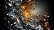 © Oxy Maru - Abstract liquid metal with a molten gold and silver texture, reflecting light,generative ai