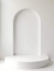 Poster - View of a simple white podium from above makes a beautiful backdrop for cosmetic products display