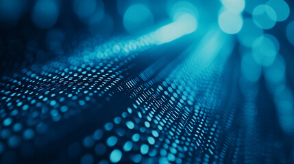 Poster - Blue abstract digital background with glowing dots and lines creating a tech-inspired atmosphere