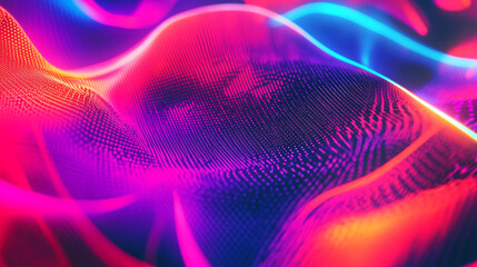 Poster - Vibrant abstract waves of color and light flowing in a dynamic digital landscape
