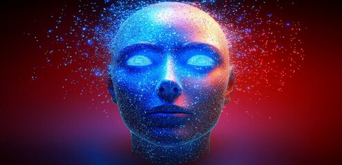 Aufkleber - stock 3d rendering of a robotic woman with a cyborg face