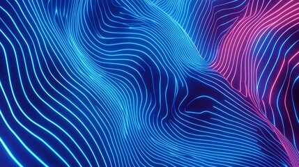 Poster - The stock abstract background features a digital illustration of technology with a blue line flow, a motion graphic futuristic element. The energy pattern features a modern space wave structure.