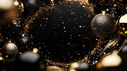 Wall Mural - premium christmas background with copy space. black and gold christmas banner