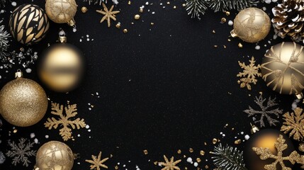 Wall Mural - premium christmas background with copy space. black and gold christmas banner