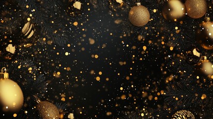 Wall Mural - premium christmas background with copy space. black and gold christmas banner
