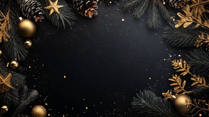 Wall Mural - premium christmas background with copy space. black and gold christmas banner