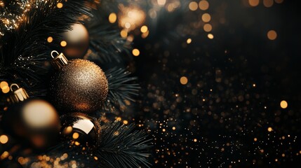 Wall Mural - premium christmas background with copy space. black and gold christmas banner
