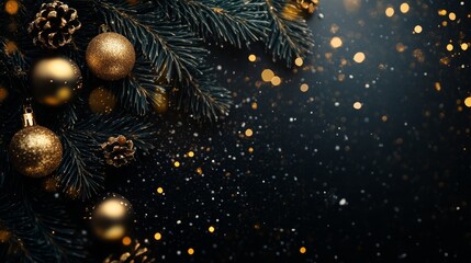 Wall Mural - premium christmas background with copy space. black and gold christmas banner