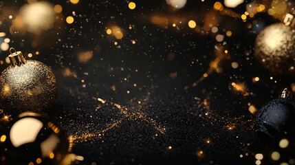 Wall Mural - premium christmas background with copy space. black and gold christmas banner