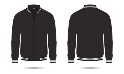 Poster - Black bomber jacket mockup front and back view