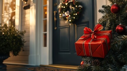 Christmas gift at front door