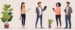 © Aris Suwanmalee - A diverse group of professionals interacting in an office space, showcasing teamwork and collaboration surrounded by plants.