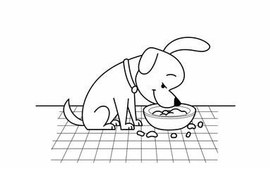 Dog coloring page design illustration and coloring page white and black design concept 