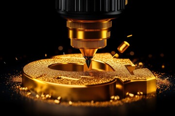 Aufkleber - Laser cutting machine working on sheet metal, with precise, clean lines being cut out under bright industrial lighting