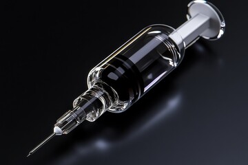 Aufkleber - Minimalist vaccine syringe in simple black and white, with clean lines and a modern design