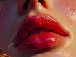 © VISUAL BACKGROUND - A close up of a woman's lips with red lipstick