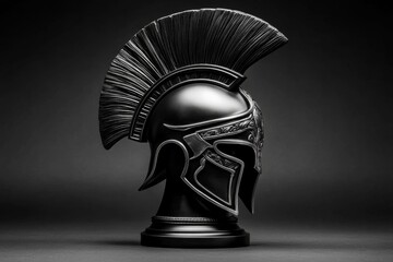 Aufkleber - Spartan warrior's helmet in minimalist black and white, with sleek, clean design and bold contrast