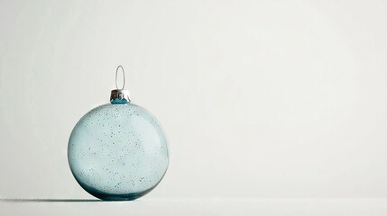  Blue ornament on white table against white background