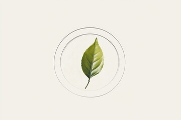 Poster - This depiction showcases a single tea leaf, highlighted against a gentle background, symbolizing purity and natural beauty. Generative AI