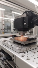 Aufkleber - High-tech precision machine processing metal components in an advanced industrial setting, showcasing cutting-edge technology in automated manufacturing, Generative Ai