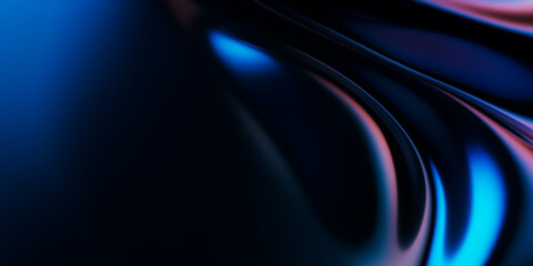 Aufkleber - Abstract metallic soft waves, shiny iridescent liquid shapes. 3d render illustration