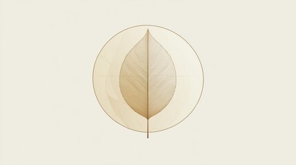 Sticker - A delicate, minimalist tea leaf rests centrally, highlighting its natural beauty against a neutral backdrop, evoking tranquility and simplicity. Generative AI