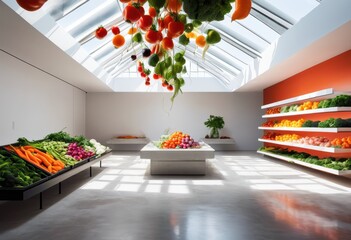 Canvas Print - vibrant vegetables floating air sculpted innovative techniques contemporary culinary art experience, color, display, modern, aesthetics, sculpture