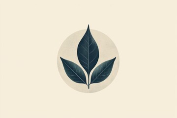 Sticker - This artwork features a stylized depiction of tea leaves, emphasizing minimalist design against a soft backdrop. Generative AI