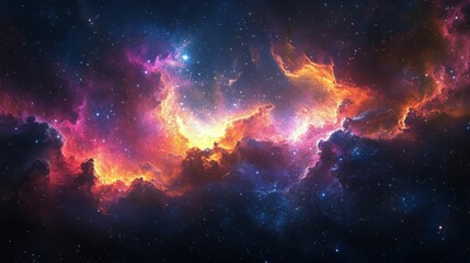 Wall Mural - colorful cosmic cloud formation illuminated by distant starlight in the night sky