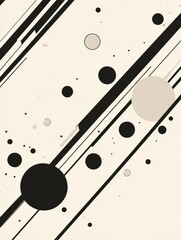 Leinwandbilder - A striking arrangement of diagonal black lines intersects a light backdrop, adorned with circles of different sizes. Generative AI