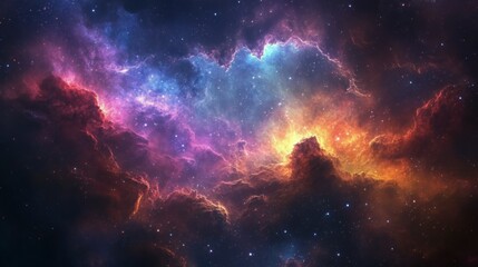 Wall Mural - colorful cosmic cloud formation illuminated by distant starlight in the night sky