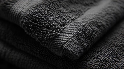 Wall Mural - Soft black towel. Black cotton fabric towel texture