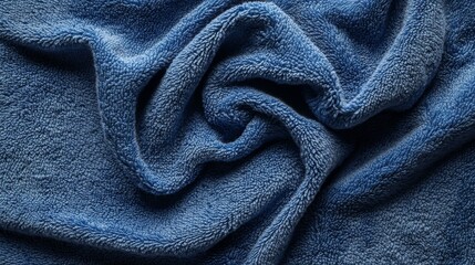 Soft blue towel. Blue cotton fabric towel texture