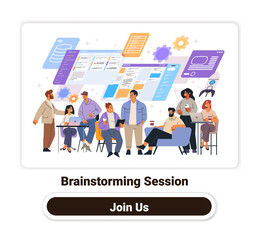 Poster - business team brainstorming session collaboration workspace diverse professionals discussing ideas d
