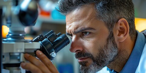 Aufkleber - A Male Scientist Looking Through a Microscope