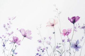 Wall Mural - Flowers painted with watercolors on a white background