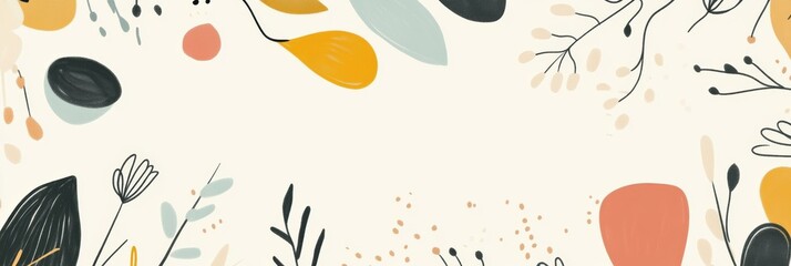 Poster - Delicate leaves and flowers in minimalist design bring a fresh, natural vibe, enhancing creativity and calmness in any space. Generative AI