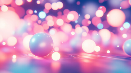 Wall Mural - Dreamy pastel bokeh background with glowing spheres
