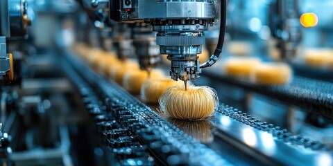 Poster - Automated Manufacturing Process with Industrial Robot Arm and Yellow Product