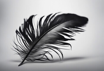 Fototapete - Black feather isolated on white or transparent
