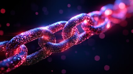 Aufkleber - A Close-Up View of a Glittering Chain with Pink and Blue Highlights